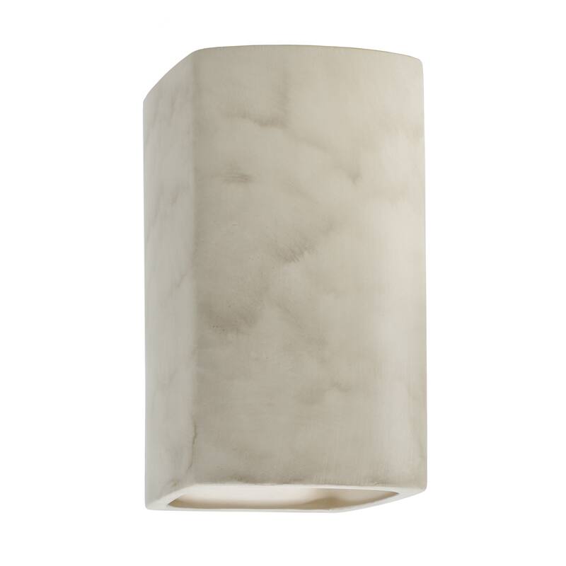 Justice Design Ambiance - Small Rectangle Wall Sconce - Open Top & Bottom - Replaceable Bulb - Antique Patina