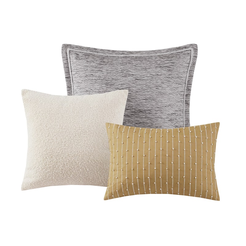Madison Park Signature Oasis Oversized Chenille Jacquard Comforter Set with Euro Shams and Throw Pillows