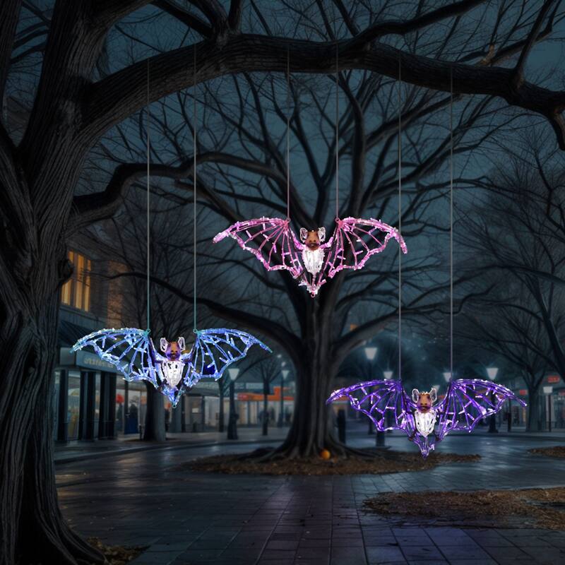 LED Lighted Bat Outdoor Halloween Decoration - 31.5" - Purple