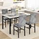 Option Beige Marble Top & Gray Velvet Chair