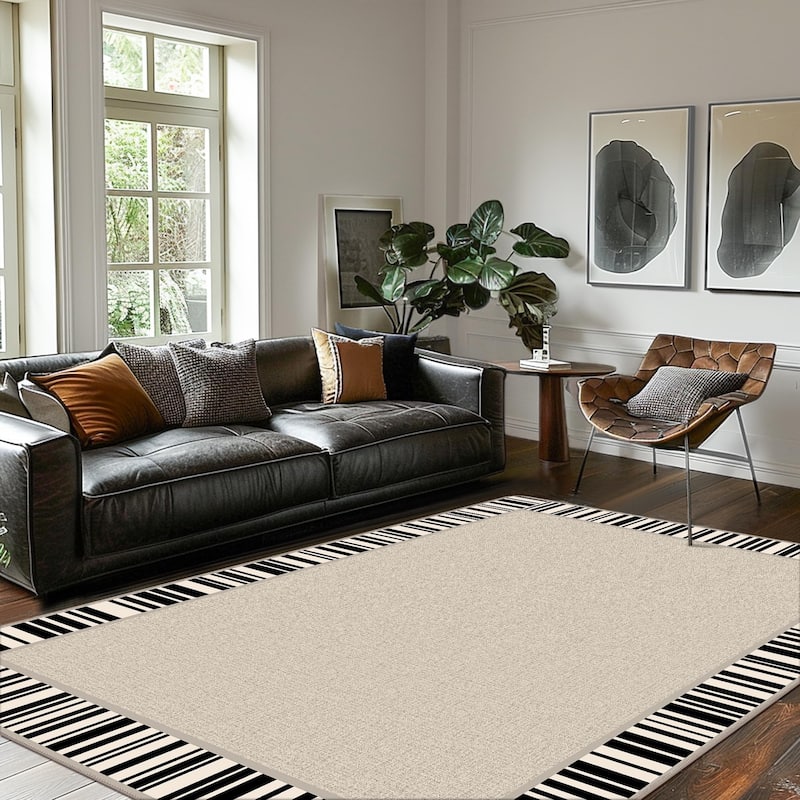 Mcow Classical Pattern Low-Pile Machine-Washable Non-Slip Area Rug - 8' x 10' - Wood - Rectangle