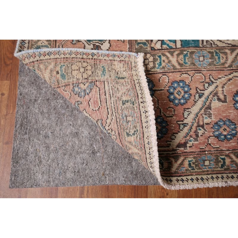 Distressed Tabriz Vintage Persian Rug Dining Room Handmade Wool Carpet - 9'3" x 12'9"