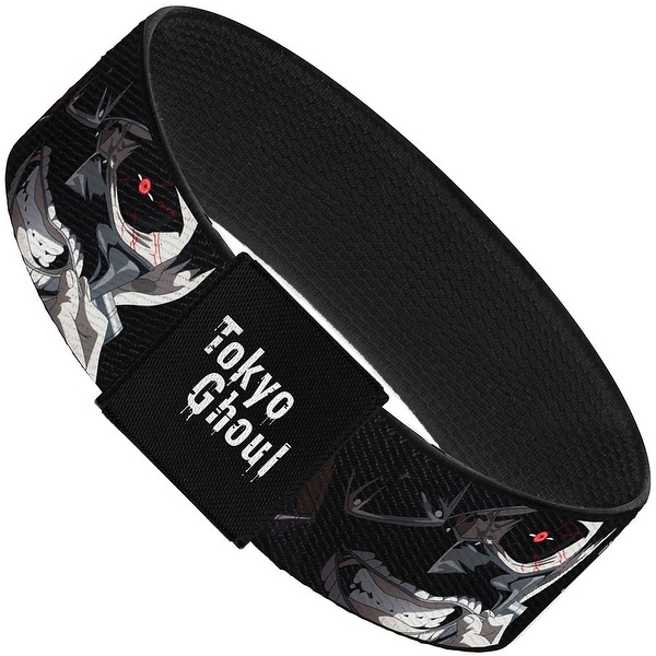 Tokyo Ghoul Kanji Ken Kaneki Face Close Up Black White Elastic Bracelet