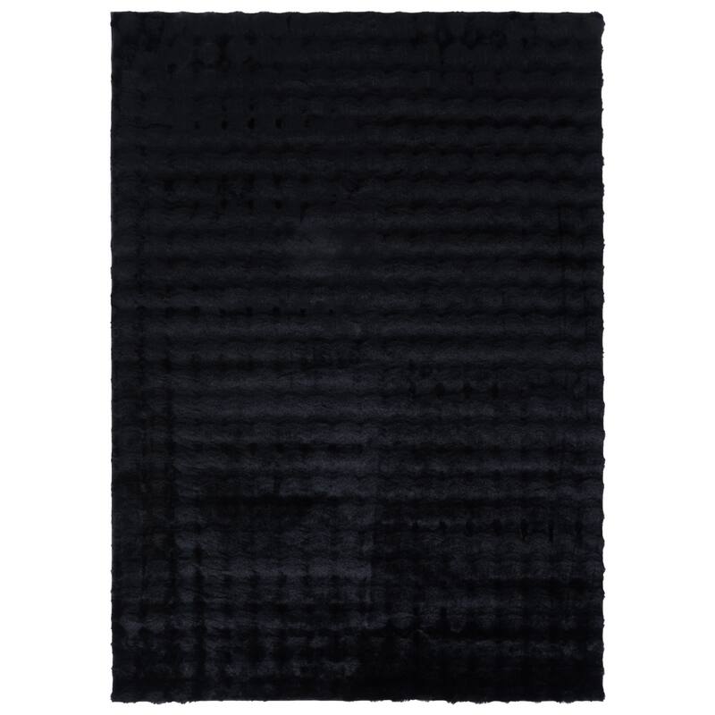 SAFAVIEH Faux Rabbit Bubble Ondine Machine Washable & Slip Resistant Shag Rug - 6' x 9' - Black