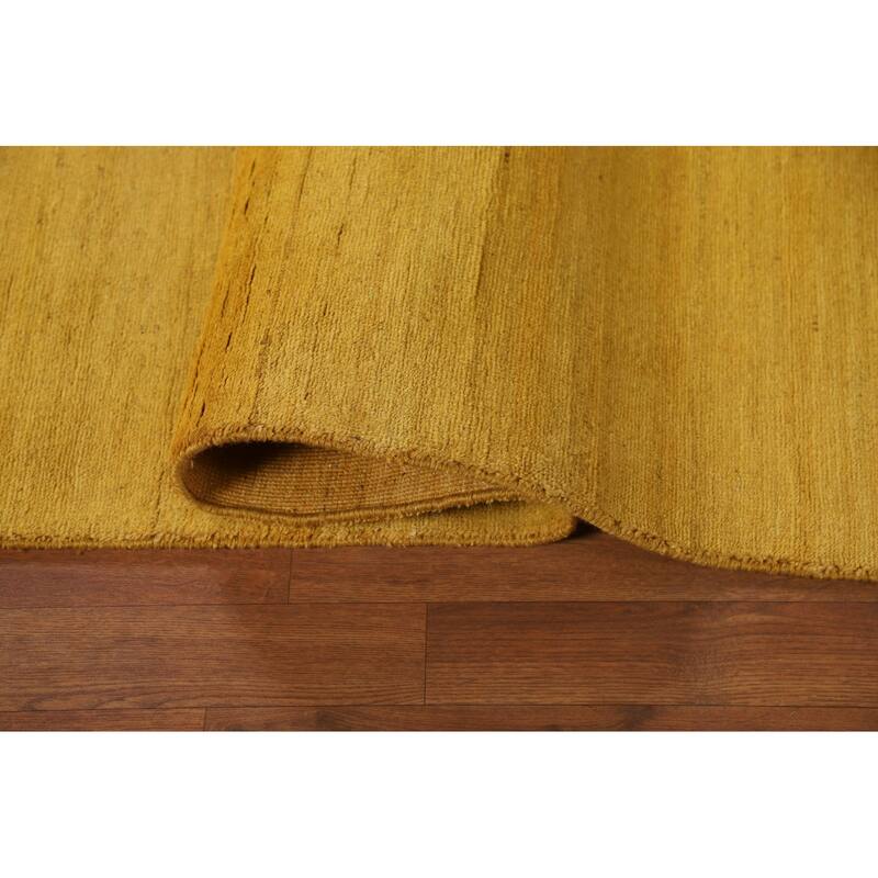 Modern Yellow Gabbeh Oriental Area Rug Tribal Hand-Knotted Wool Carpet - 6'6" x 9'6"