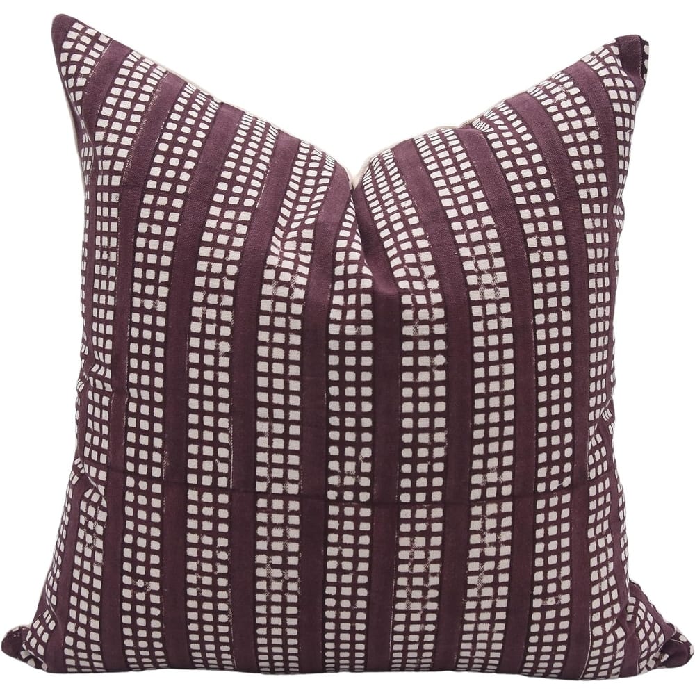 Fabdivine Gemotrical Dark Brown Handmade Block Print Cushion Cover or Pillow