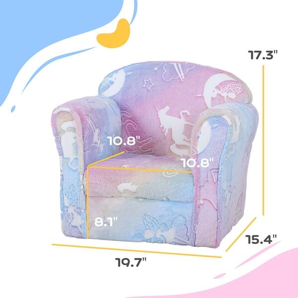 dimension image slide 1 of 2, Kids Sofa Chair, Toddler Sofa with Glow in the Dark Fairy Design & Wooden Frame, Upholstered Baby Sofa for 18-36 Months