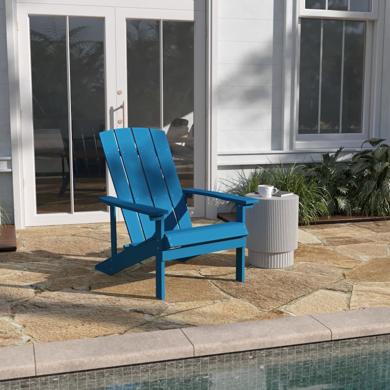 Outdoor All-Weather Poly Resin Wood Adirondack Chair - Blue