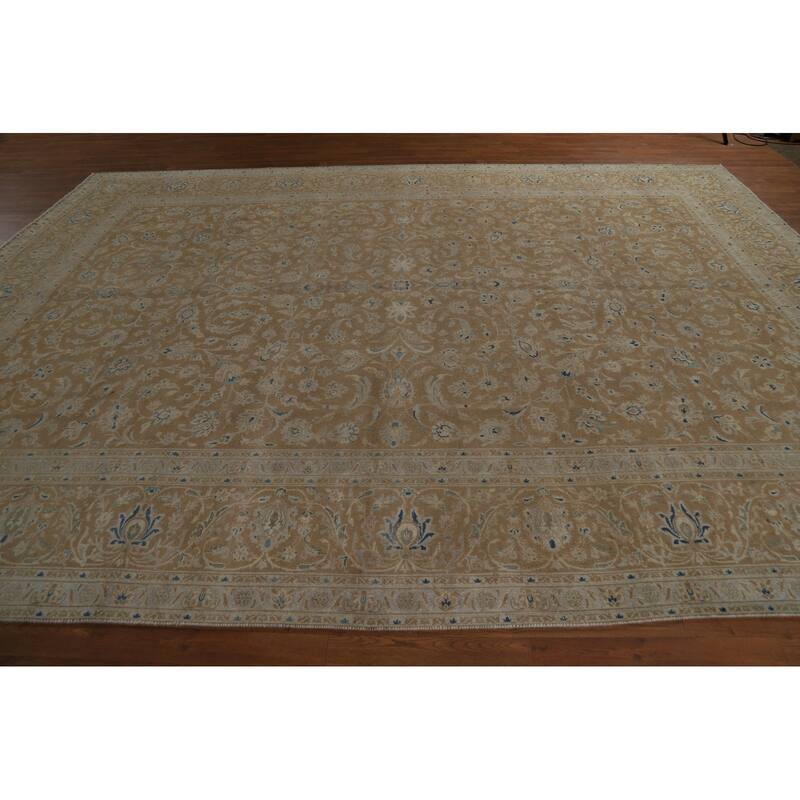 All-Over Floral Kashan Persian Area Rug Handmade Wool Carpet - 9'9" x 13'1"