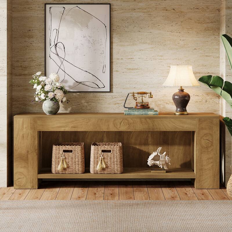 63" Extra Long TV Stand with Storage Shelves, Media Console Entertainment Center for 55/60/65/75-Inch TVs Living Room Bedroom