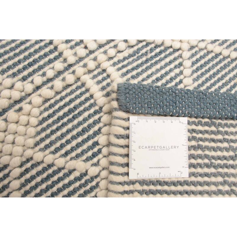 ECARPETGALLERY Braid weave Sienna Teal Wool Rug - 5'1 x 8'0