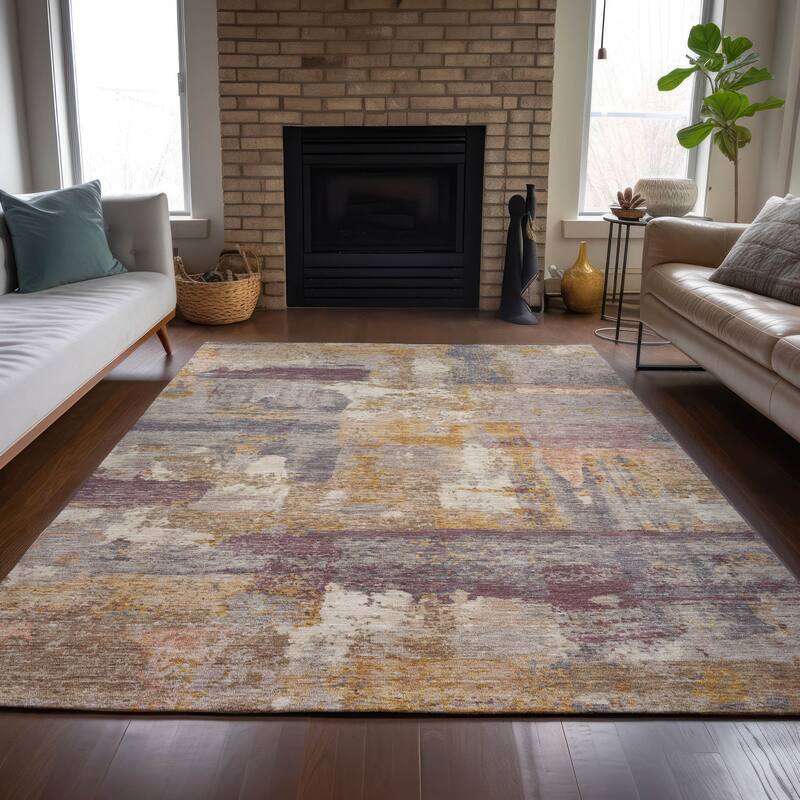 Machine Washable Indoor/Outdoor Contemporary Chantille Rug