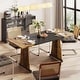 preview thumbnail 2 of 13, 70'' Wood Dining Tables with Metal Base For 6-8 People , Rectangle Kitchen Table & Brown Computer Desk For Home Office