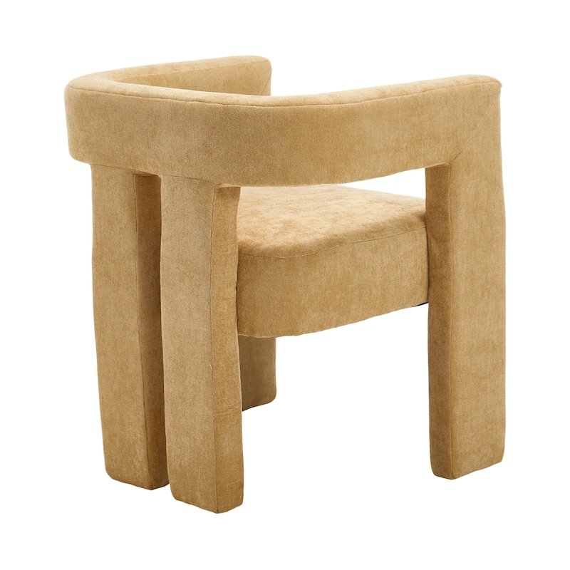 Chenille Fabric Upholstered Barrel Chair Set of 2 with Solid Wood Frame and Ergonomic Back Support