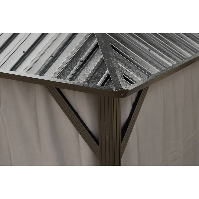 10x10FT Aluminum Hardtop Gazebo with Steel Canopy, Weatherproof Permanent Outdoor Gazebo for Patio Garden Backyard