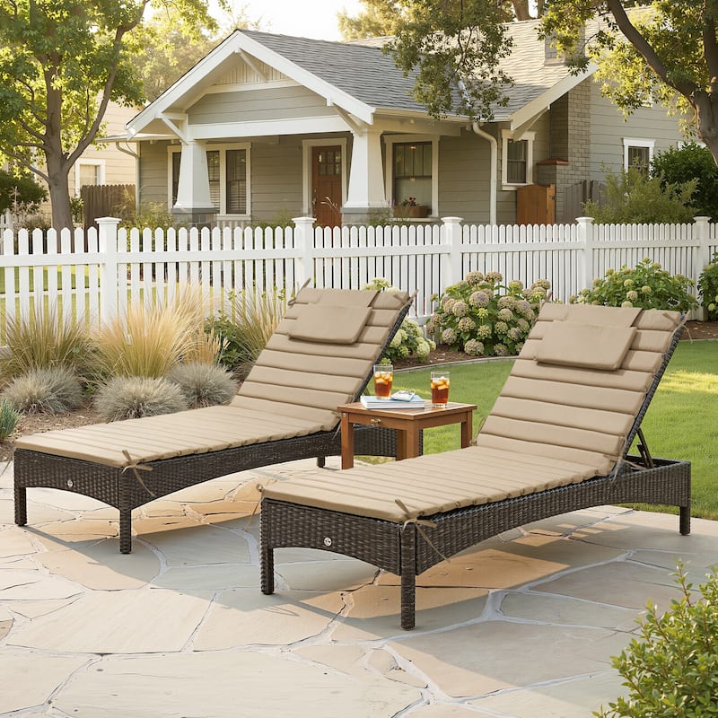 Pellebant Outdoor Chaise Lounge Cushions Patio Lounger Pad with Straps