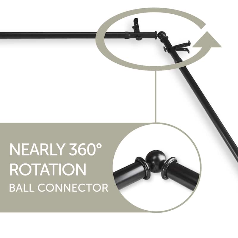 Medieval Curtain Rods & Hardware - Adjustable Telescoping Rods 20-72 Inch - Satin Nickel Finials - M