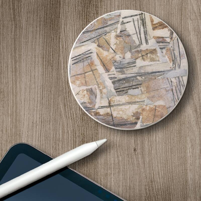 Absorbent Stone Beverage Coasters - Set of 4 - Neutral Reconstructions - Multi-179