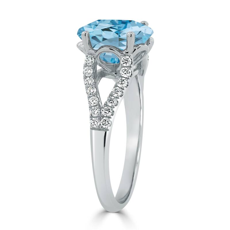 Auriya 3 1/3ct Fancy Oval Sky Blue Topaz and Diamond Engagement Ring 1/3cttw 14k Gold
