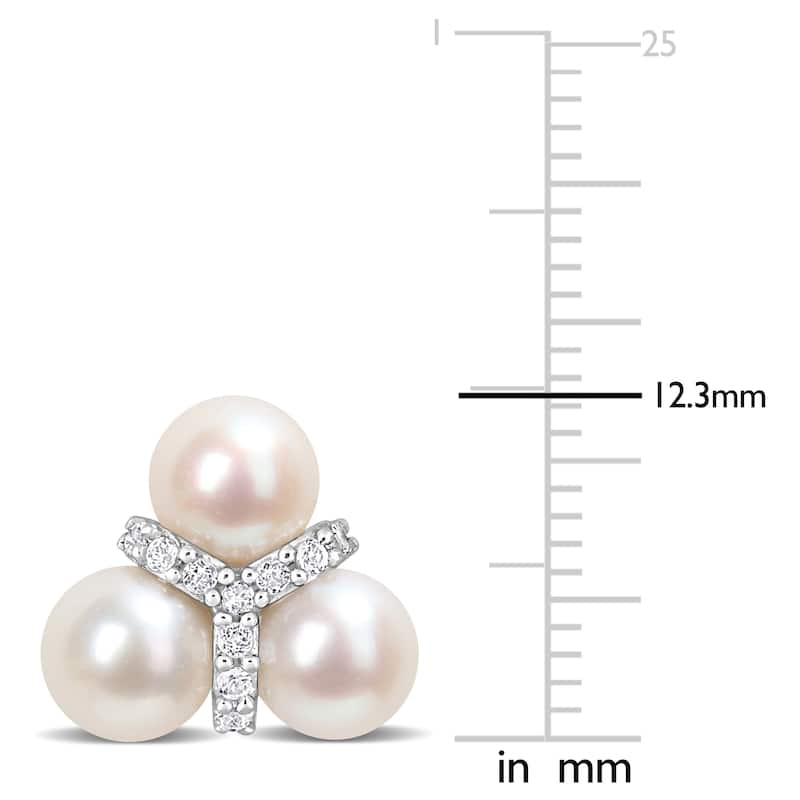 Miadora Freshwater Cultured Pearl 3-Pearl Stud Earrings in Sterling Silver