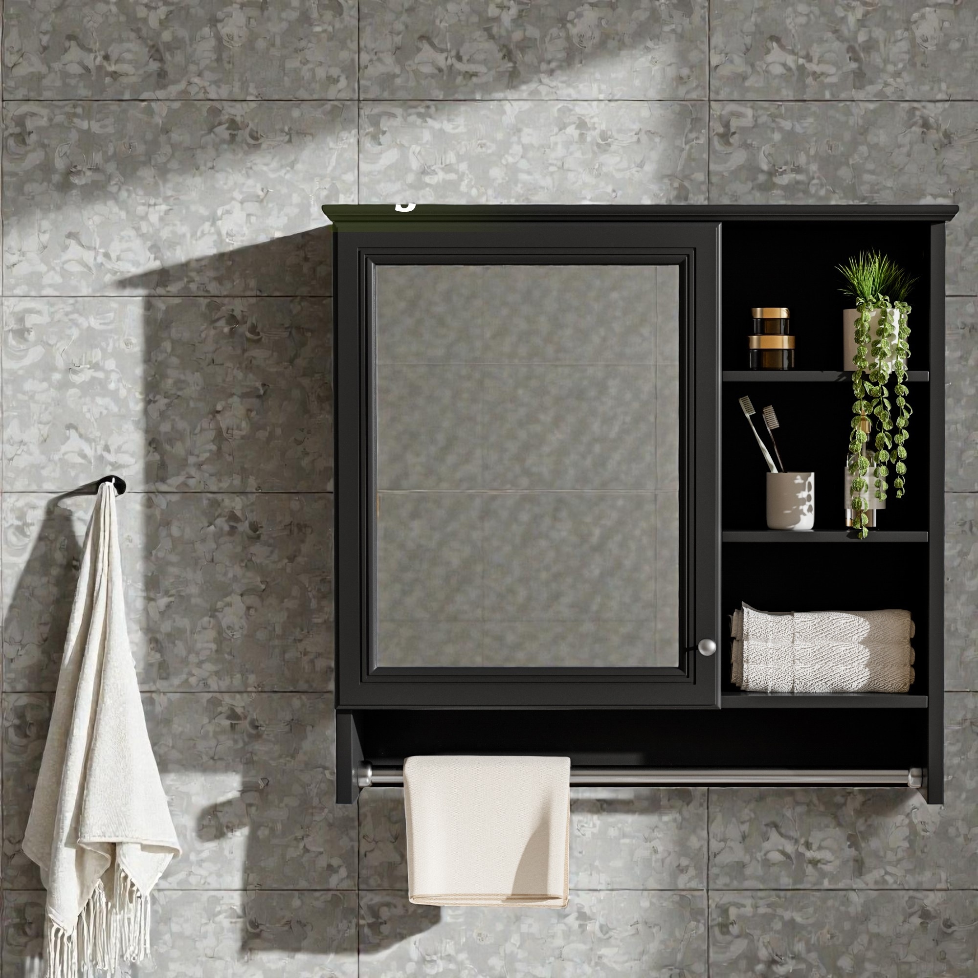 30 Inch Wall Mounted Bathroom Mirror Medicine Cabinet with Adjustable Shelf, Soft Close Hinges, MDF Storage