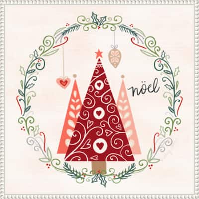 Hygge Christmas III by Noonday Design (22 x 22 in.), Framed Canvas Wall Art Print - Sylvie Beaded White