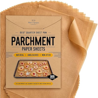 Pack of 120 Precut Silicone Coated Parchment Paper Baking Sheets - 8" x 12"