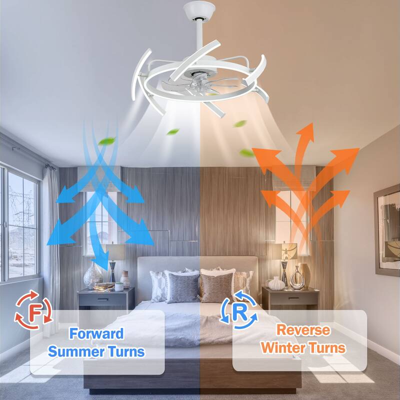 Oaks Aura DeClue 24in. 6 DIY-Shape Smart Ceiling Fan with Light,Cyberpunk Futuristic 6-Speed Quiet Ceiling Fan w/ Remote
