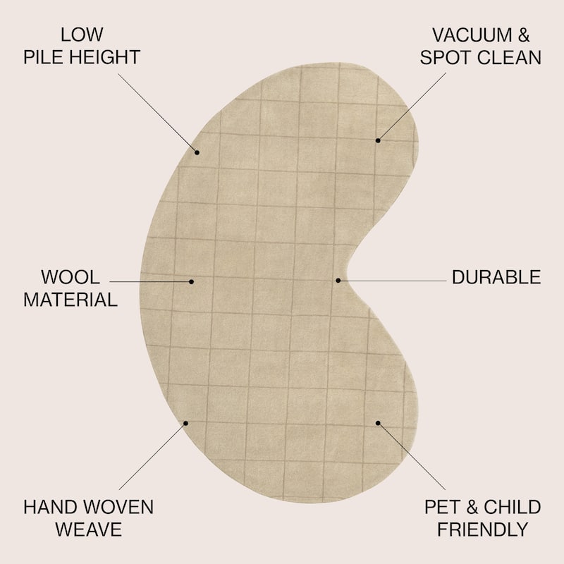 JONATHAN Y Alhambra Modern Plaid Grid Handwoven Wool Beige/Light Brown Area Rug