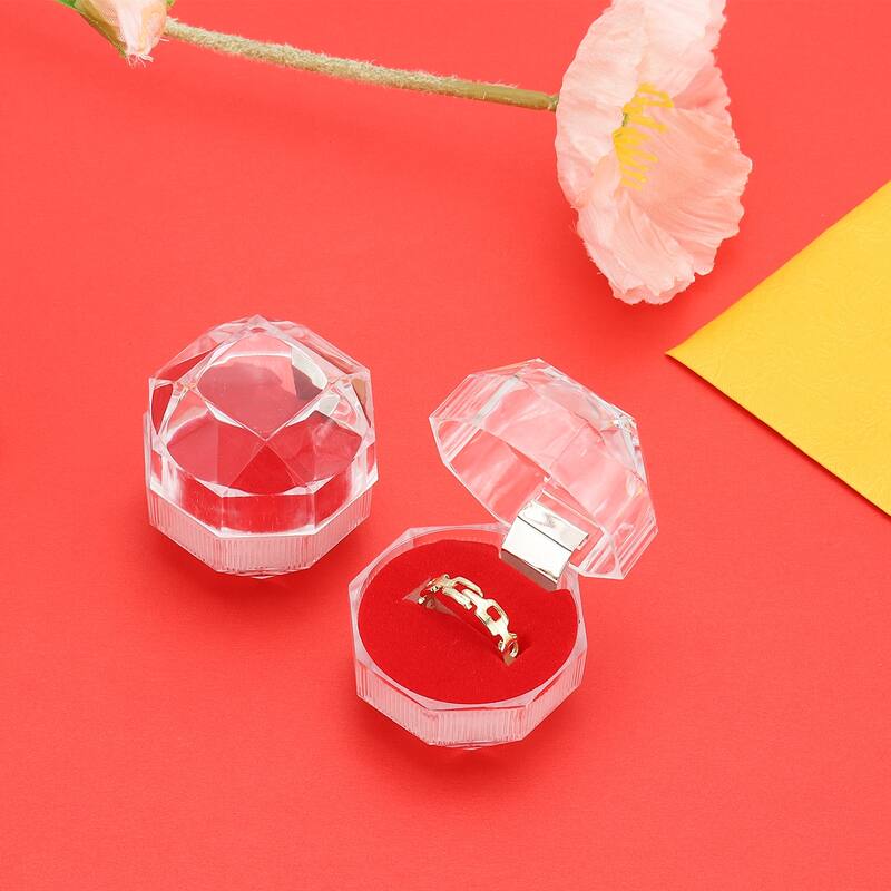 40 Pcs Clear Plastic Ring Boxes with Foam Insert for Wedding 1.5"x1.5"