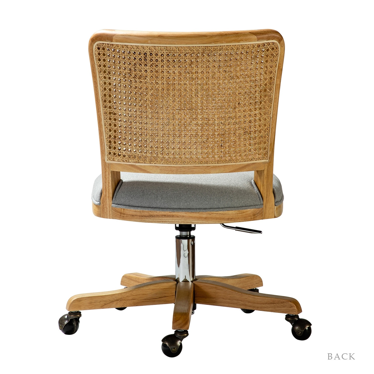 Calcutta Modern Rattan Back Task Chair with Solid Wood Legs by