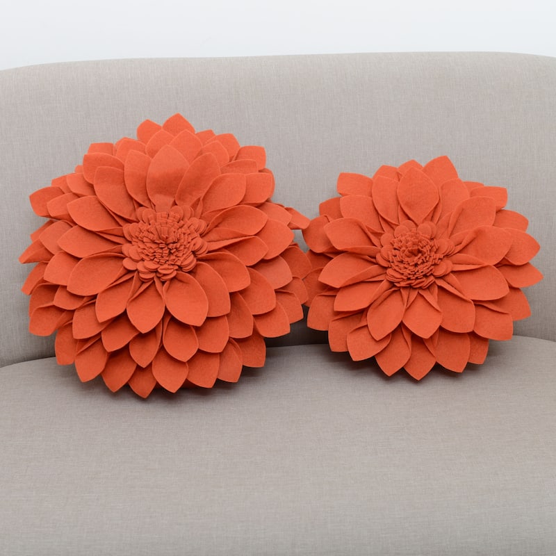 Felt Flower Design Throw Pillow