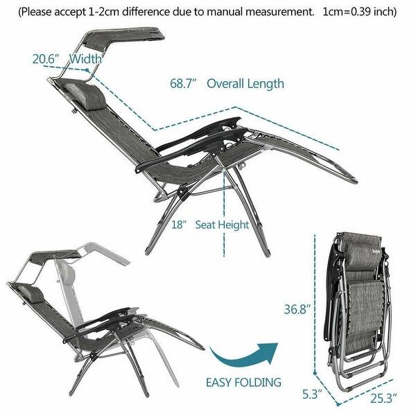 Shop Zero Gravity Folding Patio Lounge Beach Chairs W Canopy Magazine Cup Holder Awning On Sale Overstock 28534063
