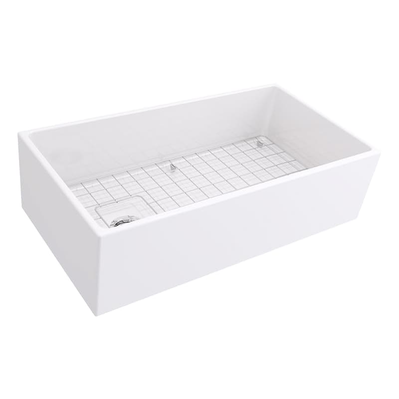 Highpoint Collection 36-inch Fireclay Farmsink with Grid and Drain - 36" x 19" x 10" - 36" x 19" x 10"