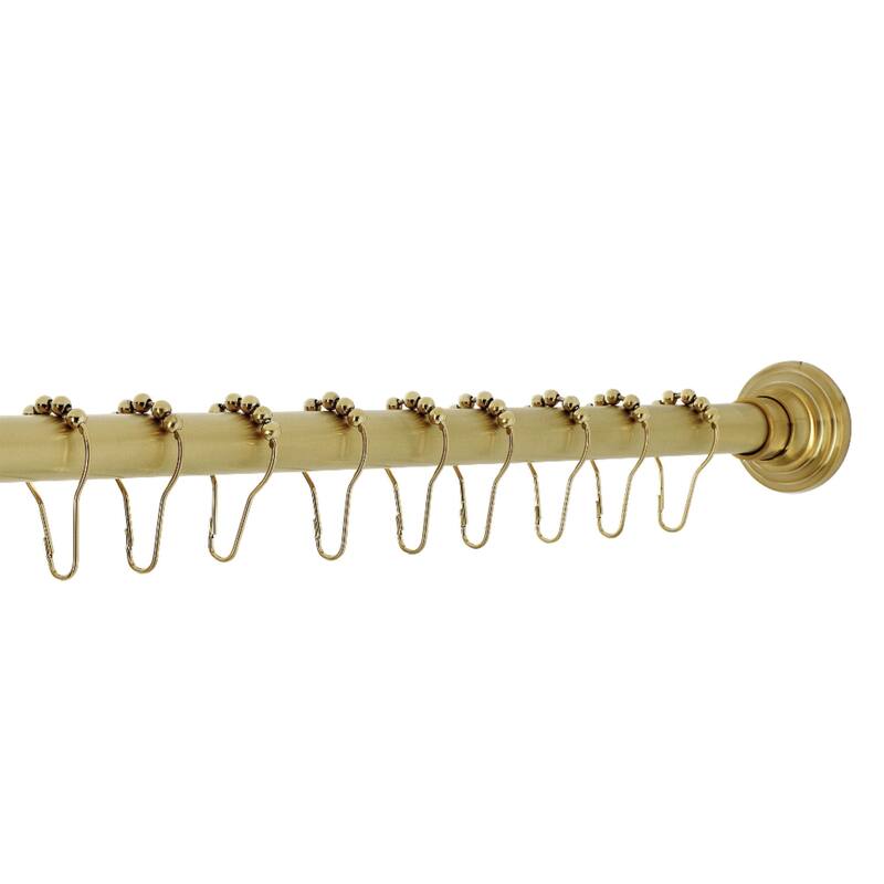 Edenscape 72 in. Adjustable Shower Curtain Rod with Rings in Brushed Brass - Brushed Brass