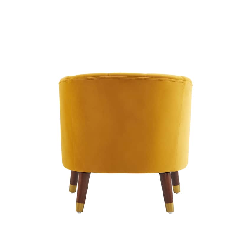 Upholstered Barrel Accent Chair with Wooden Legs