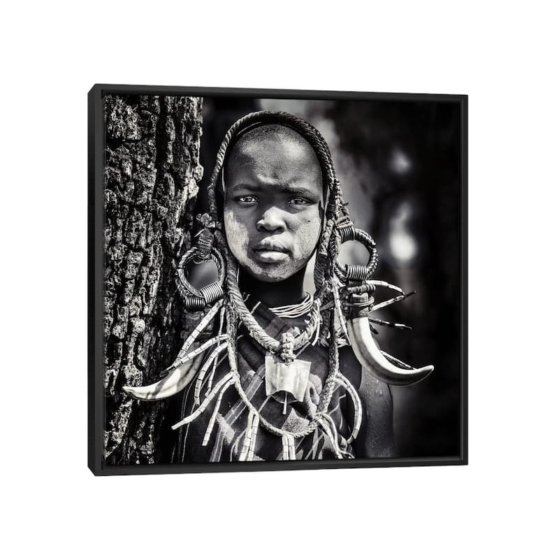 iCanvas "Enigma" by Piet Flour Framed Canvas Print - Black - 37x37