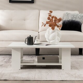 2 tier Wooden Coffee Table with Storage Shelf - Bed Bath & Beyond ...