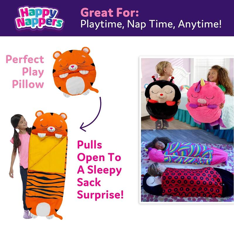Happy Nappers: Pillow & Sleepy Sack: Medium - Tiger Tobi - 54 x 20",3+