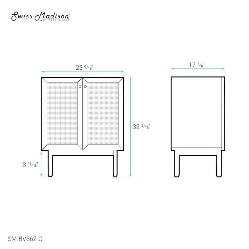 Swiss Madison Chaux 24" Freestanding Bathroom Vanity Cabinet without Top in Golden Oak