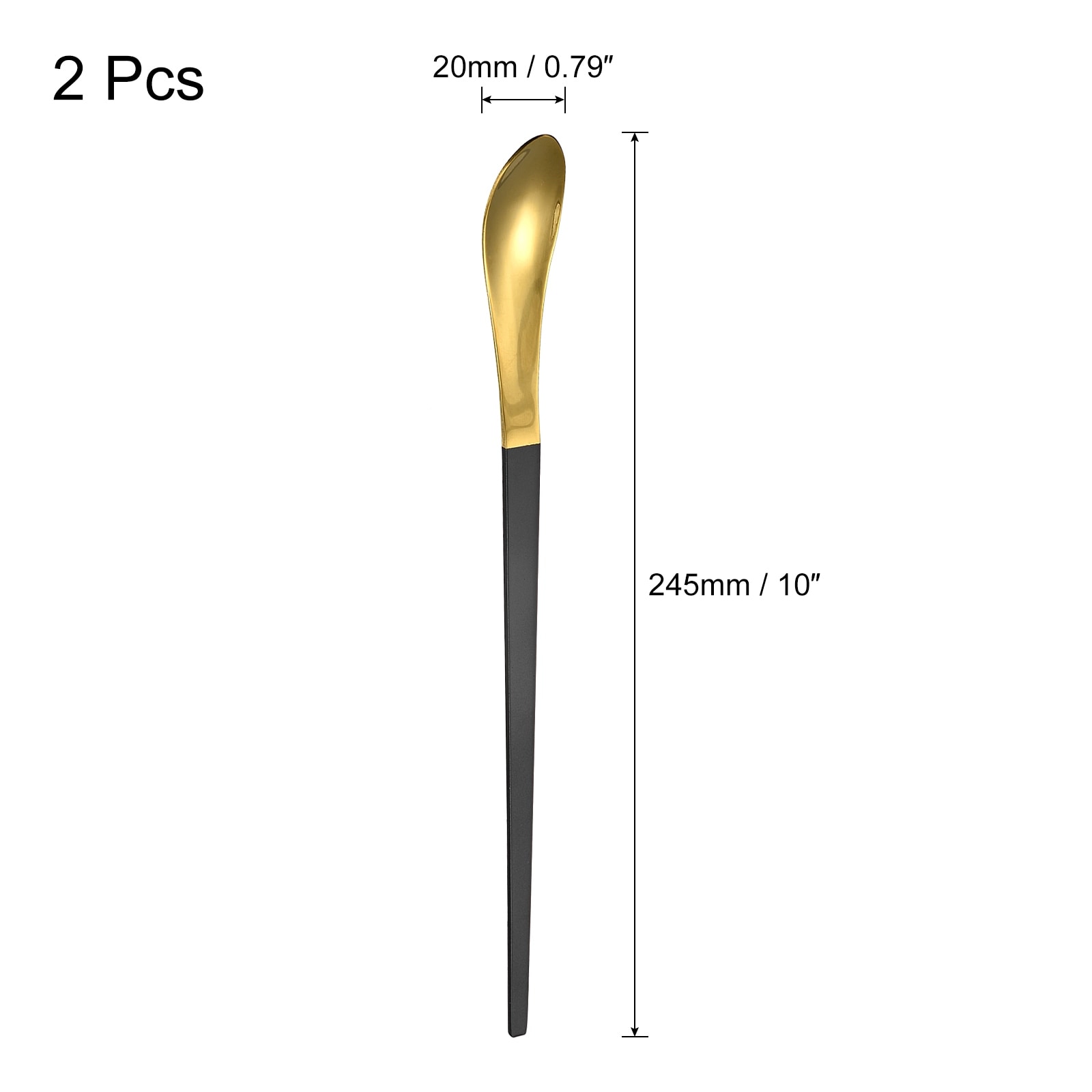 2Pcs 10-Inch Stainless Steel Cocktail Beverage Stirring Spoons