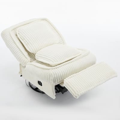 Corduroy 360° Swivel Glider Rocker Recliner with Pillows