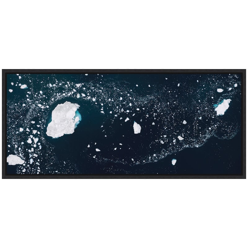 Kate and Laurel Sylvie Blue and White Iceberg Pattern in Greenland Framed Canvas by Michael Schauer