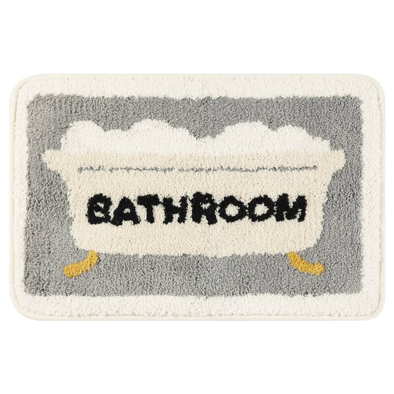 Cute Colorful Bath Mat, Stylish Funny Bathroom Rug with Cute Words, Fluffy Rug