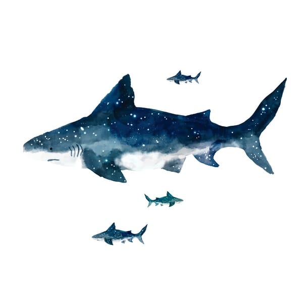 slide 2 of 4, RoomMates Blue & White Shark Giant Wall Decals
