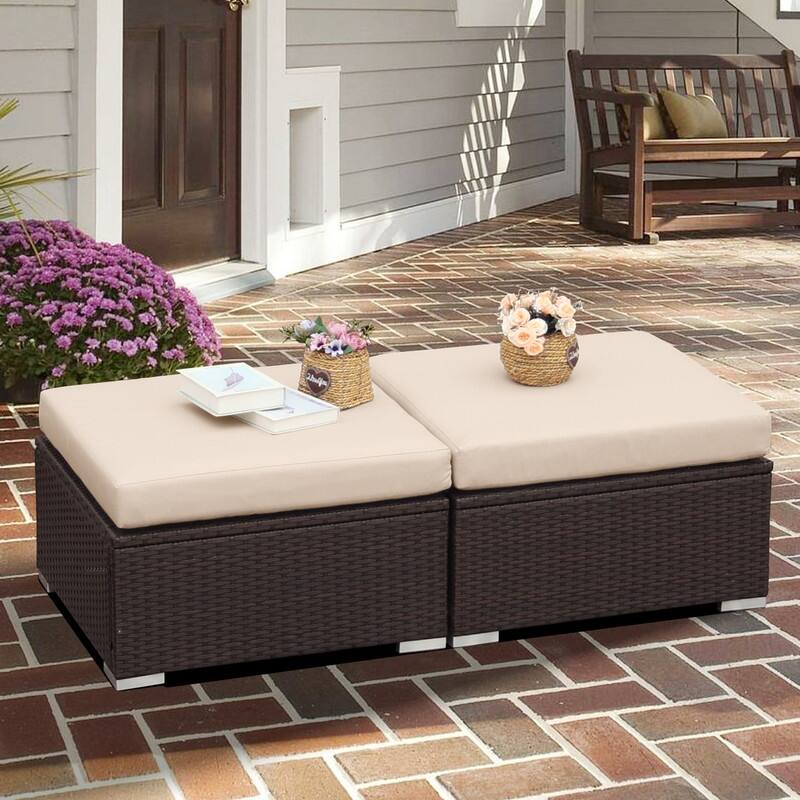 FINCATI Outdoor Sectional Conversation Set, 500 lbs Wicker Deep Seating Set, Loveseat/ Corner/ Ottoman Selectable