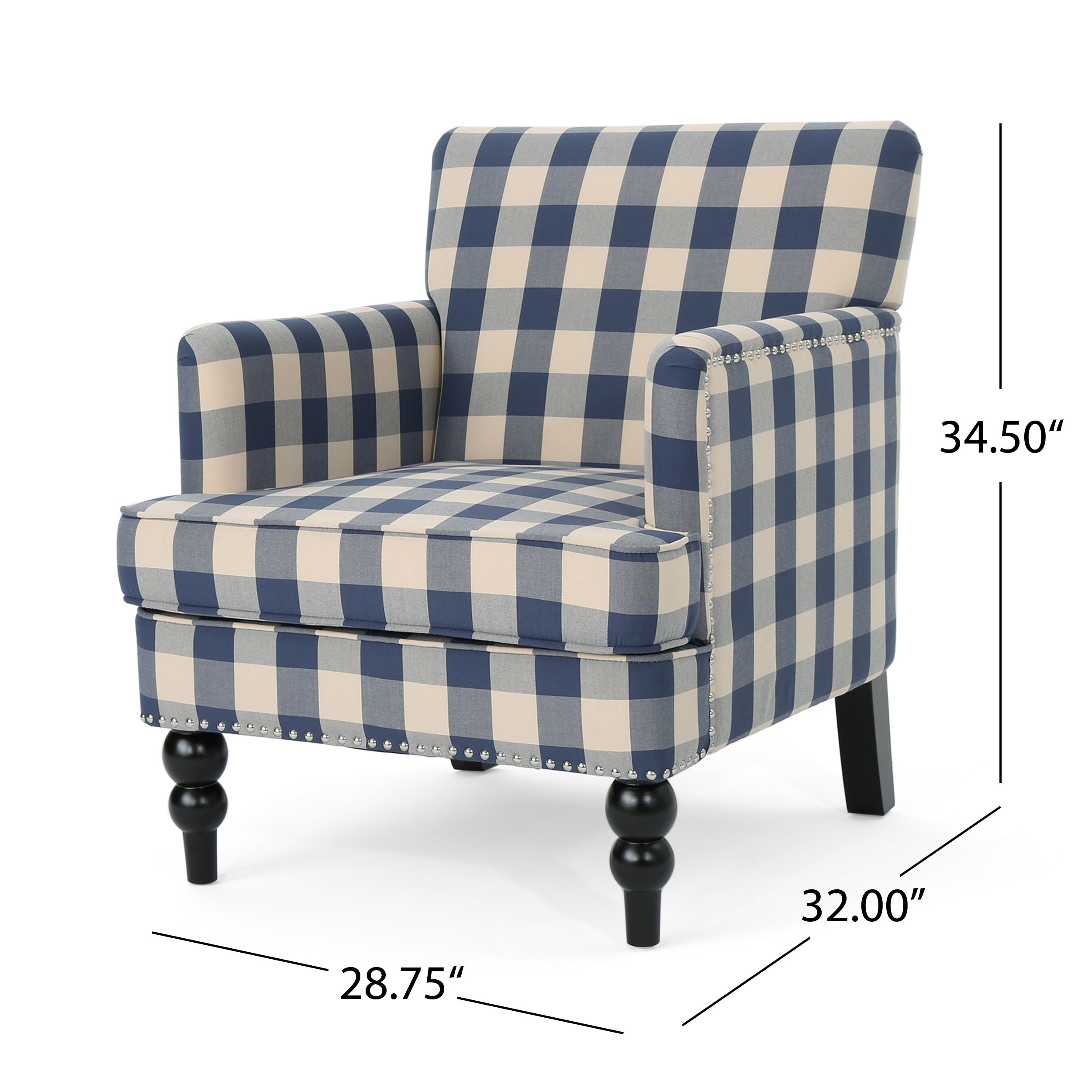 Blue Fabric Tufted Club Chair Accent Chair Arm Chair for Nursery