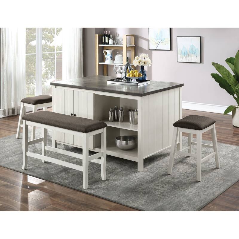 Furniture of America Hanto Farmhouse White 60-inch Counter Height Table