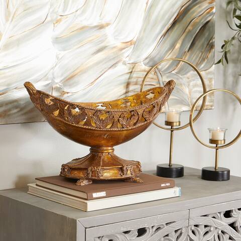 Bronze Polystone Traditional Decorative Bowl - 18 x 8 x 11