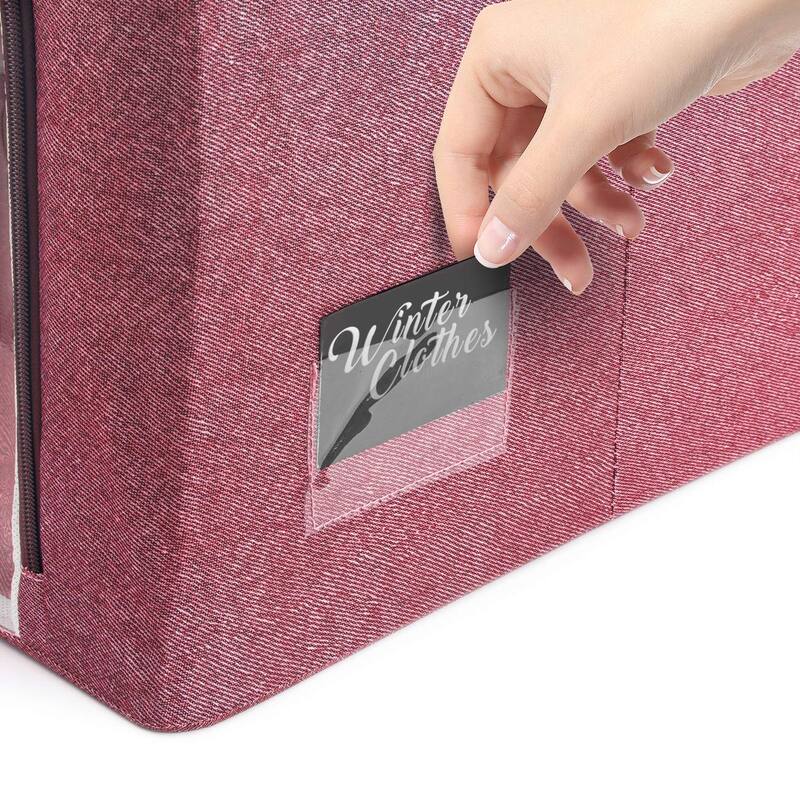 Storage Bins, Foldable Stackable Container Organizer Set with Large Window & Carry Handles